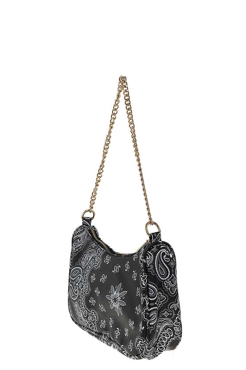 Paisley Bandana U Shape 2way Mini Shoulder Bag WHITE