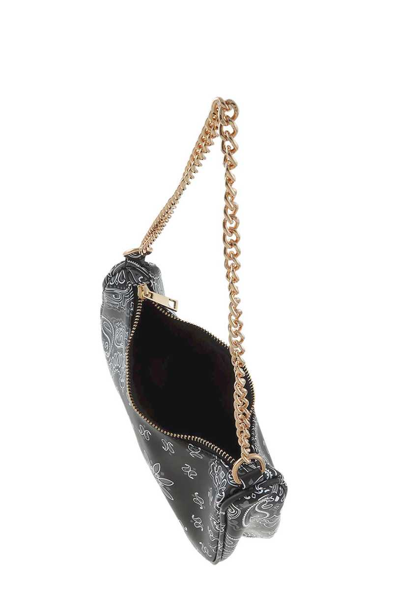 Paisley Bandana U Shape 2way Mini Shoulder Bag Black