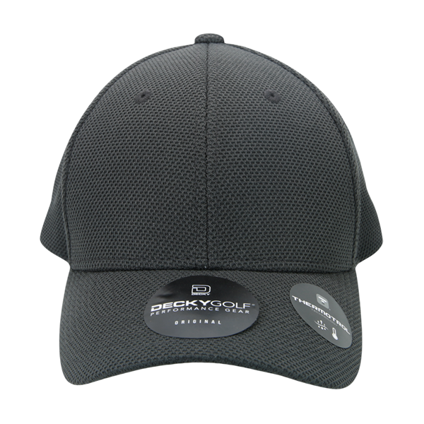 Golf Pique Pattern Adjustable Low Crown Structured Caps Charcoal Grey