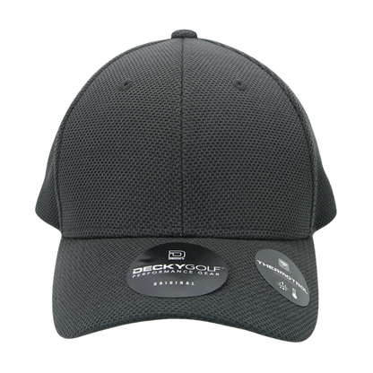 Golf Pique Pattern Adjustable Low Crown Structured Caps Charcoal Grey