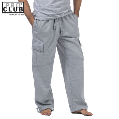 Pro Club Men's Heavyweight Fleece Cargo Sweatpants Heather Gray